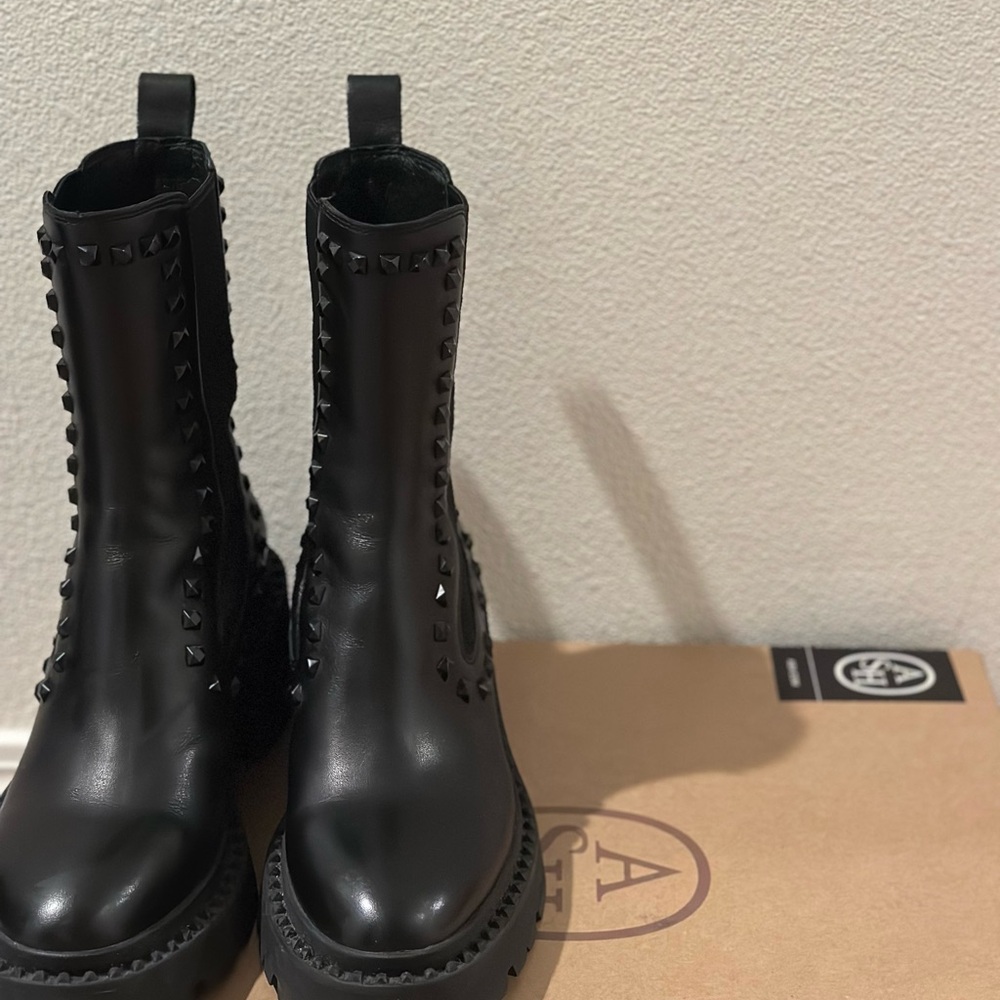 ASH Women Studded Leathet Platform Boots Size 35